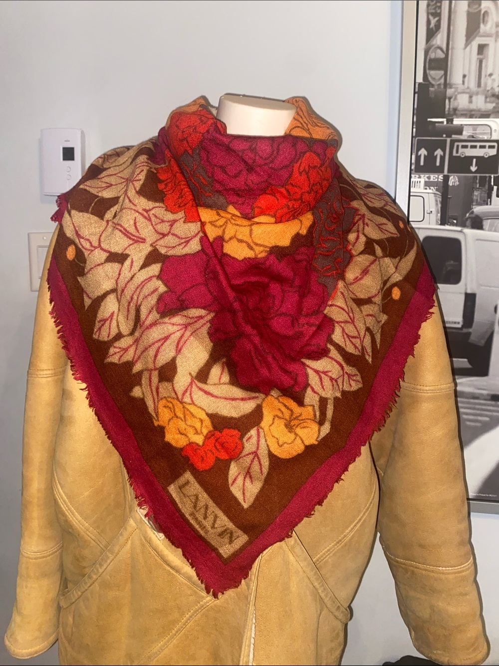 Vintage Lanvin Paris Floral square scarf